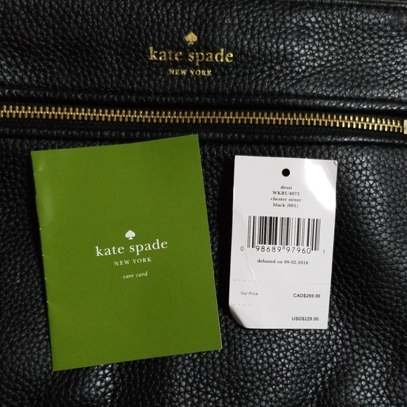 Kate Spade Black Leather Crossbody, with tags - Picture 3 of 5